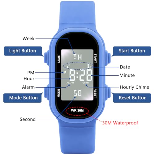 Image of Juboos Kids Watch Digital Waterproof Wristwatch for Boys Girls Age 7-16 | Sport Outdoor with Night Light , Alarm Clock, Stopwatch