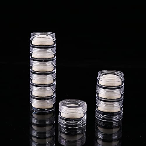 Image of BAOFALI 70 PCS Stackable Plastic Containers, Clear Storage Box Round Organizer Jars for Beads, Buttons, DIY Art CraftJewelry Nail Accessory (919x3.5cm / 7.5X.5inch)