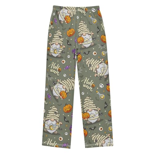 Halloween Gnomes Pumpkin Boys Long Pants Soft Trousers Elastic Waist Kids Lounge Bottoms with Pockets S-XL