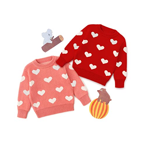 GRNSHTS Suéter de malha de manga comprida para bebês meninas, Red1, 18-24 meses