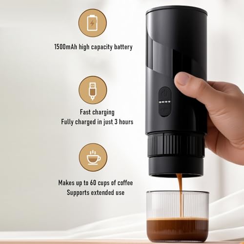 Cafetera portátil ajustable con batería recargable 100 mL miniatura 3