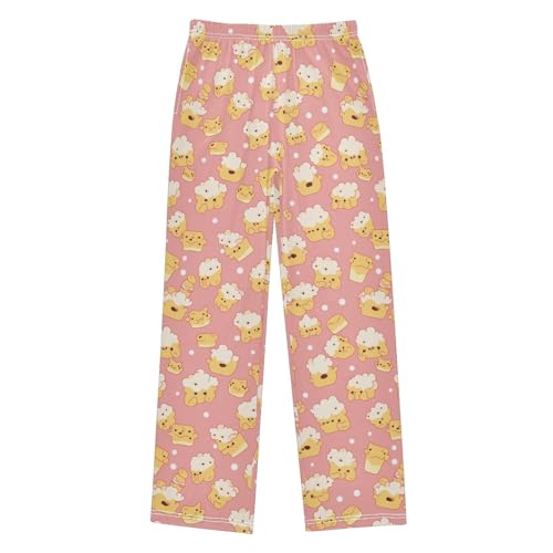 visesunny Boys' Pants Yellow Cute Popcorn Jogger Pants Elastic Waist Long Bottoms Trousers with Pockets
