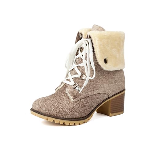 Bottines en denim de qualité supérieure à lacets mode avec talons hauts élégants - 2