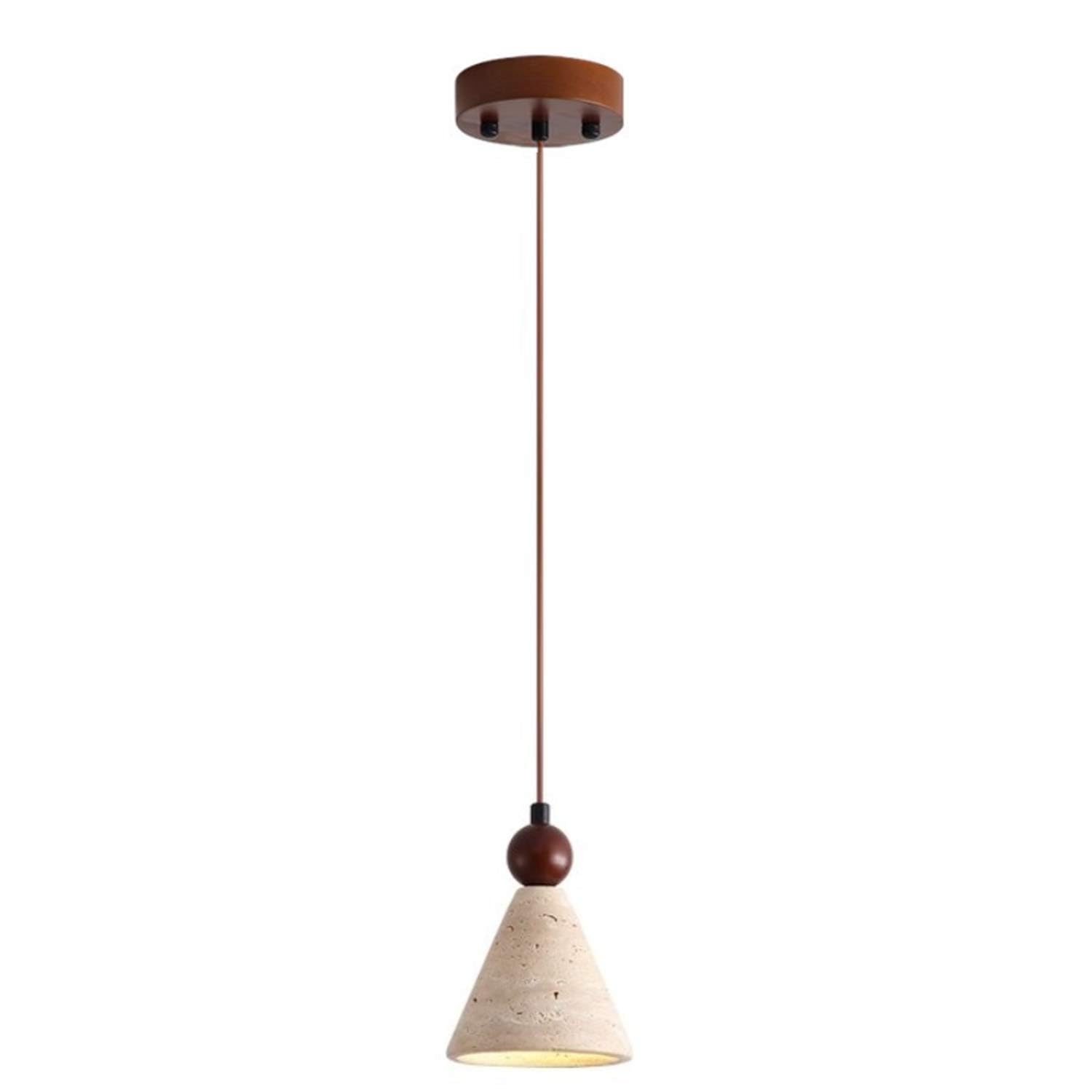 USMJQVZ Wabi Sabi Cave Stone Pendant Light 7W LED 3000K Travertine And Wood Hanging Ceiling Light Fixture For Kitchen Island, Dining Room, Bedroom, Hallway, Farmhouse Decor