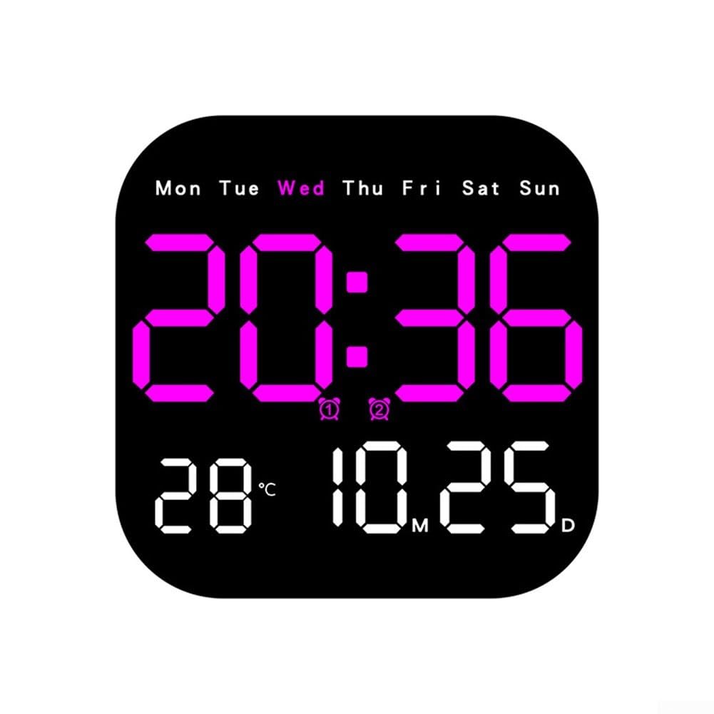 Horloge murale numérique LED rouge avec télécommande multifonction et température