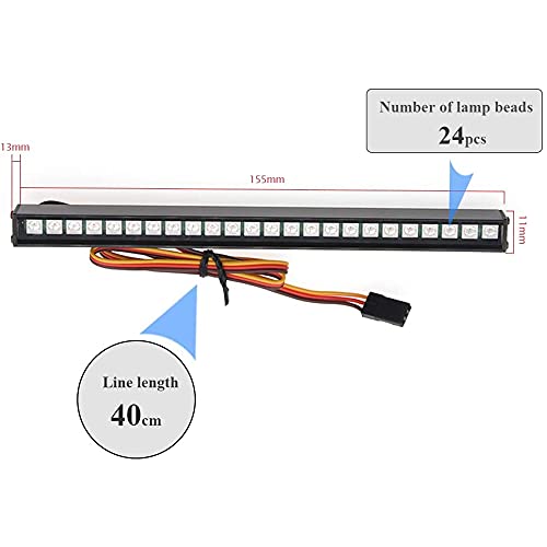 GLOBACT RC Light Bar 24 Lamp Beads RC LED Light Bar Roof Lamp 20 Light Modes Control 155mm for 1/10 Scale Traxxas Slash TRX-4 Bronco Trx6 Arrma Axial Scx10 I II RC4WD RC Crawler Truck Accessories