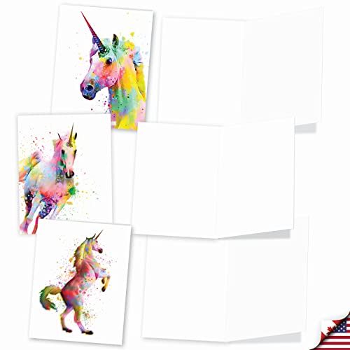 The Best Card Company Assorted Watercolor Animal Blank Greeting Card Box Set - Incl. 10 Unique Notecards Designs + Envelopes, Thank You, Invitations, More - Funky Rainbow Unicorns Am6748Ocb-B1X10 #TOP3