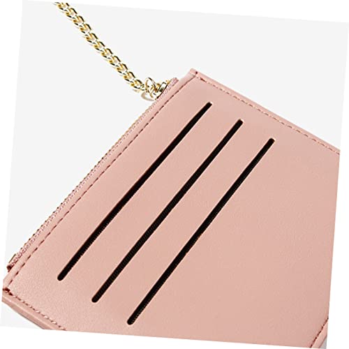FRCOLOR Zipper Wallet for Women Multi Pocket PU Leather Keychain Purse Compact Card Holder Zipper Pink Wallet for Everyday Use3