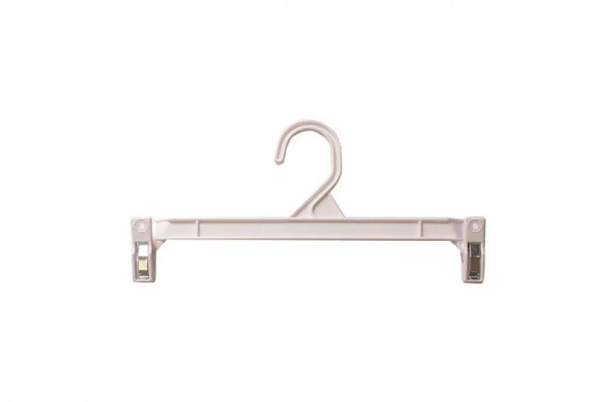 NAHANCO H211W Pinch Clip Plastic Hook Skirt/Slack Hanger, 11 1/2", White (Pack of 100)