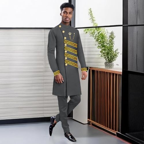 Men`s Suits Slim Fit Single Breasted Embroidery Blazer and Trousers Set Bussiness Suit African Clothes2
