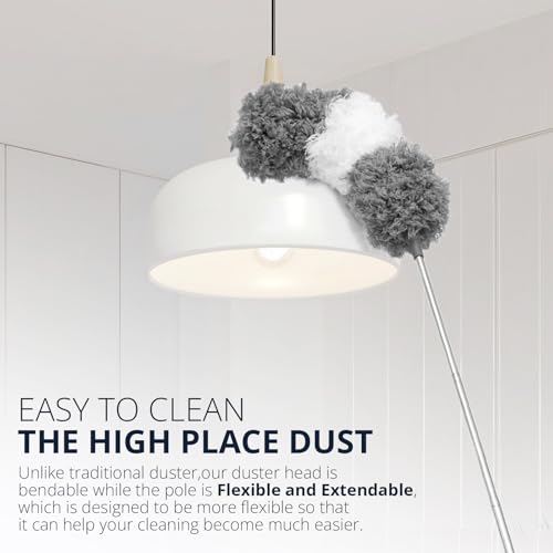 Image of ZZ LAZYCOTTAGE Microfiber Feather Duster for High Reach, Lightweight Ceiling Fan Cleaner, 91.5 inch Telescopic Pole, Cobweb Duster with Extension Pole for Home & Car