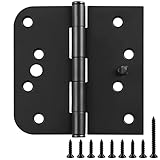 3 Pack Black Door Hinges 4 Inch Interior Hinges Matte Black Door Hinges 4 Inch Square Rounded 5/8" R