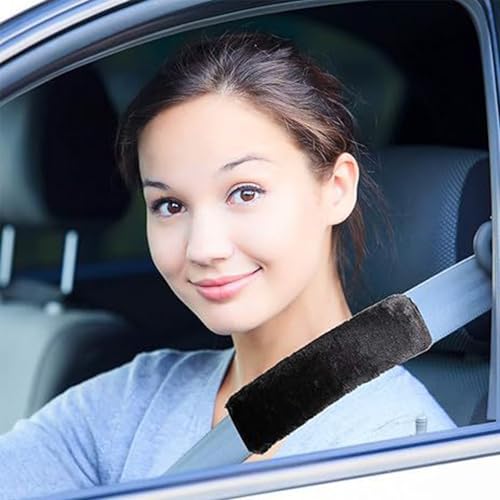 BSITSSS 2 Stück Gurtpolster Auto, Weiches und Bequemes Sicherheitsgurt Polster, Abnehmbarer Autogurt Polster, Gurtpolster Auto Erwachsene, Auto Gurtpolster für Erwachsene und Kinder (Schwarz)