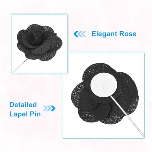 Image of PATIKIL Flower Boutonnieres Pin, Handmade Camellia Lapel Pin for Men Women Suit Wedding Graduation Anniversary Brooch Outfit Accessories