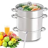 Giantex 11 Quart Juice Steamer Fruit Vegetables Juicer Steamers w/ Tempered Glass Lid, Hose, Clamp,...