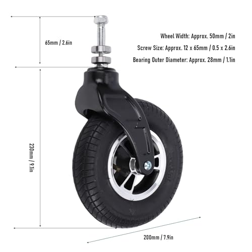 Roue pivotante de 200 mm en caoutchouc et aluminium robuste