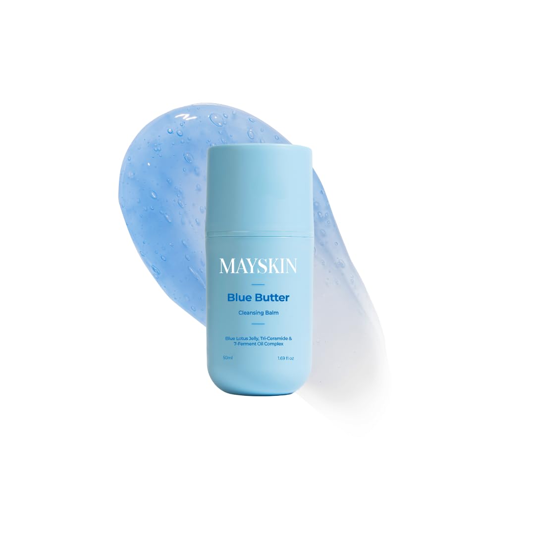 Mayskin Blue Butter Cleansing Balm | Jelly‑to‑Oil Melt Cleanser with 7‑Ferment Oils & Ceramides | Melts Waterproof Makeup & Impurities including blackheads & whiteheads | Fragrance‑Free | For All Skin Types | Non-Comedogenic | 50ml