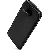 ONEFLOW Liberty Case für iPhone 5s / 5 / SE (2016) Handy Einsteckhülle mit Rückzugfunktion, PU Leder Handytasche, Schutzhülle mit Lasche, Sleeve Etui Hülle zum Einstecken, Schwarz
