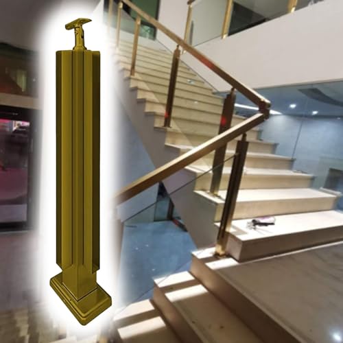 Poste para barandilla cuadrado dorado elegante y robusto de 110 cm 2