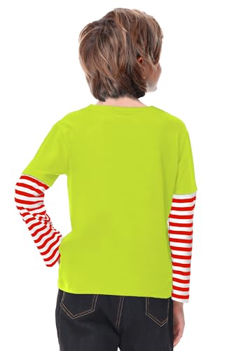 Image of Remimi Unisex Kids Christmas Long Sleeve Shirt Xmas Print Stripe Shirts 2-12 Years