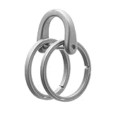 PJYTAC Titanium Keychain Rings Heavy Duty Side Push Key Rings for Car Keys Easy Quick Release EDC Split Keyrings (1, Silver, Medium)