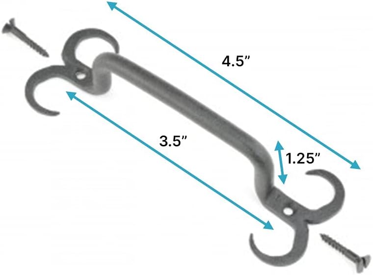 Renovators Supply Black Wrought Iron Cabinet Handle 4.5 Inches Long Rustic Decorative Horn Tip Pull Handle Rust Resistant Powder Coated Drawer and Dresser Door Pulls with Mounting Hardware Pack of 4