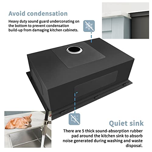 Hausinluck 33 Inch Drop-In Kitchen Sink, Handmade Drop In Workstation Sink Topmount Kitchen Sink Stainless Steel 18 Gauge Modern Single Bowl Kitchen Sink With Ledge And Accessories (Pack Of 5) #TOP5
