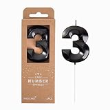 PHD CAKE 2.76 Inch Diamond Black 3 Number Birthday Candles, Black Number Candles, Cake Number Candle