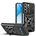 JDXHFF Cover Compatibile con Realme C75 4G (6.72") Hard PC e Silicone TPU Custodia con Supporto Girevole a 360° Protezione Case Nero