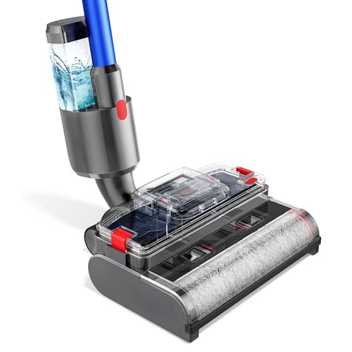 2-IN-1 Bürste Wischaufsatz kompatibel für Dyson V7/V8/V10/V11/V15 Staubsauger Elektrischer Bodenwischer mit Sauberem und Schmutzigem Wassertank Gleichzeitig Saugen und Wischen Bürstenrolle