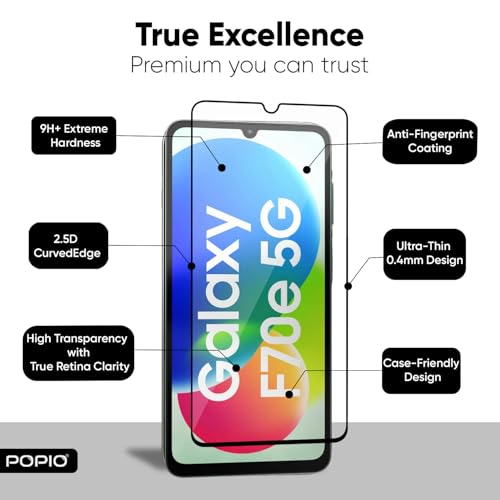 Image of POPIO Military-Grade Gorilla Tempered Glass For Samsung Galaxy F70e / M17e | 9H Hardness, Edge-to-Edge, Bubble-Free