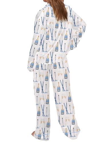 Image of SHESHOW Satin Pajamas for Women Set Long Sleeve Button Down Sleepwear 2 Piece Nightwear Women Pjs Sets Size XS-XXL