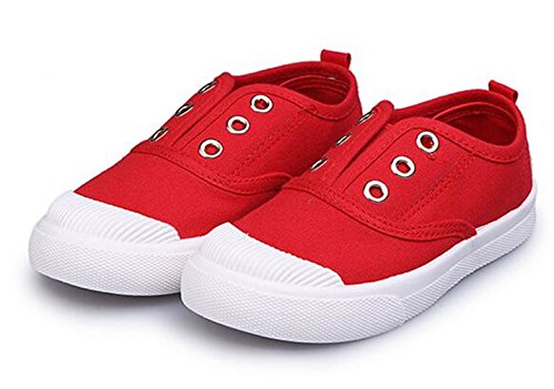 DADAWEN Boy's Girl's Canvas Light Weight Slip-On Sneakers Running Shoe3