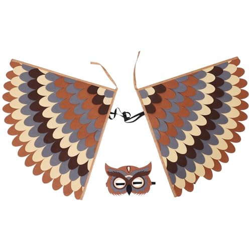 Toyvian Disfraz de Búho Alas de Pájaro de Fieltro Transpirable Capa Ligera y Máscara para Juegos de Rol Fiestas de Disfraces y Halloween Conjunto Infantil de Disfraces Animales