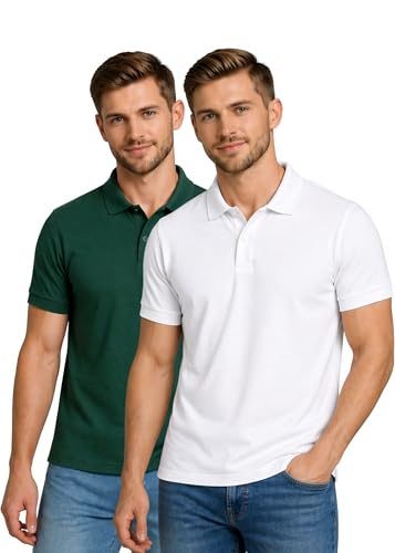 Image of INKKR Men's Combo Polo Neck Cotton Blend Solid T-Shirt (Pack of 2)