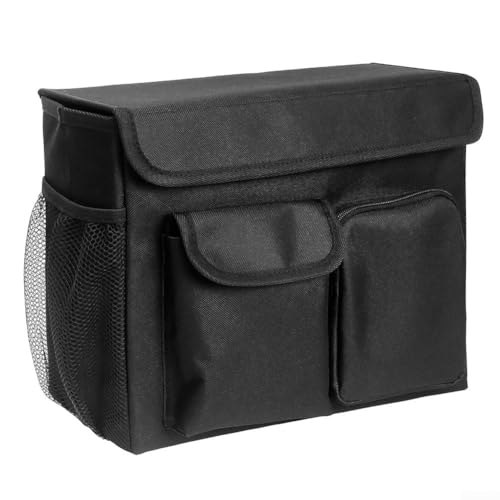 Jotekonoby Sac de rangement avant pour scooter avec poche pour ordinateur portable 14", porte-gobelets et plusieurs compartiments pour téléphone, clés et portefeuille - Noir