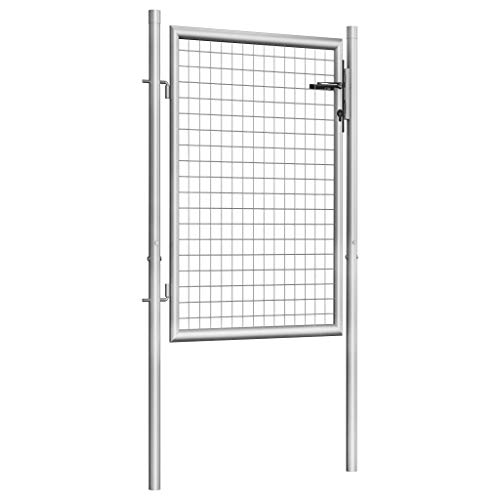 vidaXL Gartentor Gartentür Zauntor Gartenpforte Zauntür Hoftor Gartenzaun Pforte Metalltor Einzeltor Hoftür Tor Verzinkter Stahl 105x150cm Silbern