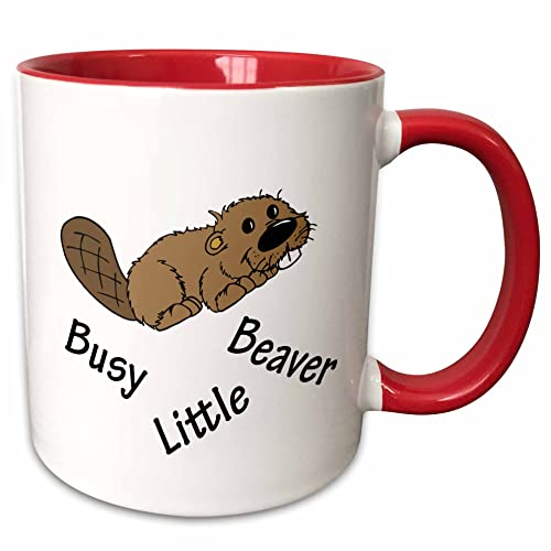 3dRose Busy little beaver 11oz Two-Tone Red Mug
