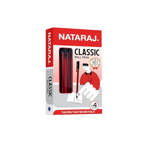 Image of NATARAJ Classic Ball Pen-Black| Comfortable Grip | Non-fading ink | Smooth Writing | Smudge Resistant | Fun Writing | Black Pen