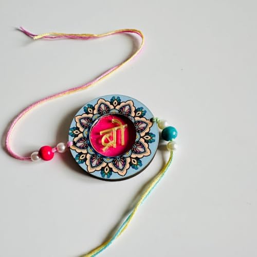 Image of eCraftIndia Brown Bro Word Bracelet Rakhi with Roli Chawal Pack | Raksha Bandhan Rakhi for Brother Bhaiya Bhai