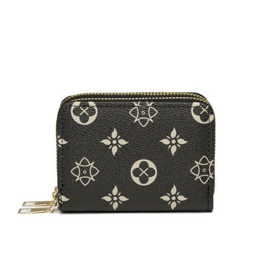 Credit Card Holder for Women Men，Retro Print Wallet with Double Zipper, Wallet Card Case，Business Accordion Wallets Gift