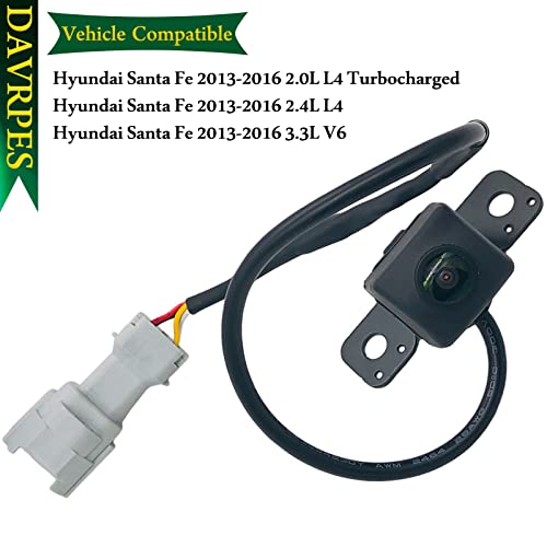 Image of 95760-2W000 Rear View Backup Camera Reversing Parking Camera for Hyundai Santa Fe 2.0L L4 Turbocharged, Hyundai Santa Fe 2.4L L4 3.3L V6 2013-2016 Replace#95760-2W000-FFF｜95760-2W300
