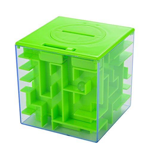 Lumiparty Money Maze Bank, Brain Teasing Maze For Cash, Fun and Inexpensive Game Challenge as Birthday Christmas Gifts (Green)