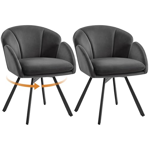Yaheetech Lot de 2 Chaises de Salle à Manger Pivotantes à 360° en Velours