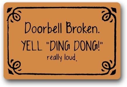 Zlove Home Doorbell Broken Yell Dong Dong Indoor/Outdoor Doormat Decorative Mat Doormat 23.6"x15.7"