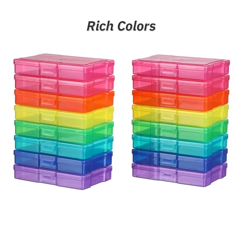 Image of PCA Photo Storage Box 4 inch x 6 inch Cases With Handle - 16 Inner Keeper, Large Organizer, Plastic Craft Case for Stickers, Stamps, Jigsaw, Vegetable Seeds