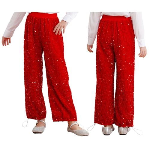 YiZYiF Toddler Baby Girls Jazz Dance Stage Performance Outfits Sparkling Long Trousers Ruffle Leggings