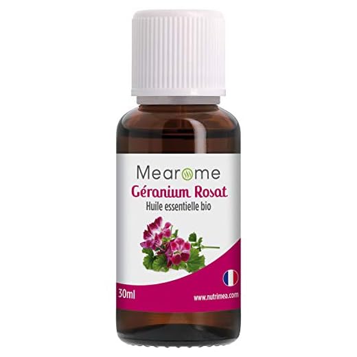 Huile Essentielle BIO de Géranium Rosat Mearome -30 ml - 100% Pure et Naturelle - HEBBD - HECT - distillée en france -aromatherapie anti ride & fermeté, diffusion : odeur fleurie