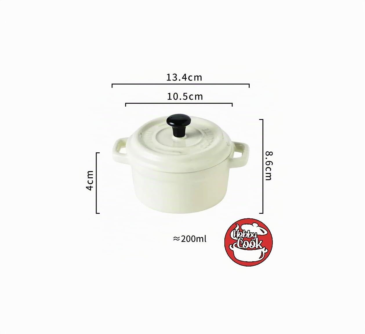 Lot de 6 Mini Cocottes Blanches Céramique Double Poignées avec Couvercle 13,5cm x 8cm Contenance Moule 200ml Ramequin Résistant Haute Température Four pour Petits Plats (Blanc, Lot de 6) …
