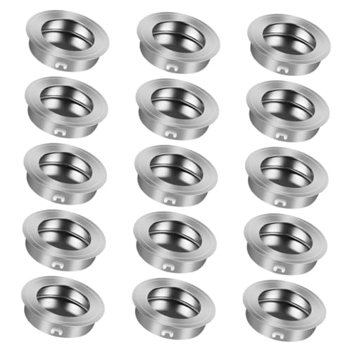 HONITANO 15 piezas Tiradores Embutidos Redondos para Muebles Acero Inoxidable Resistente la Corrosión Diseño Plano para Puertas y Manijas Ocultas para Armarios y Gabinetes